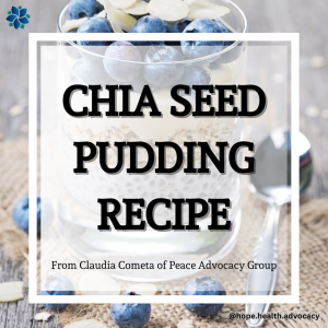 image with the words Chia Seed Pudding Recipe - for the Podcast Interview with Claudia Cometa
