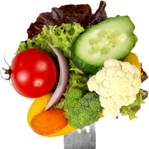 pic of vegetables on a fork - sheet pan vegetable recipe for Hope Health and Wellness Advocacy