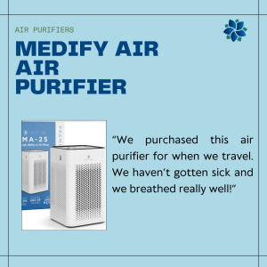 an image with the text Medify Air Air Purifier and text describing the benefits of the machine
